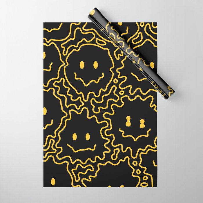Melting Lineart Smiley  Wrapping Paper