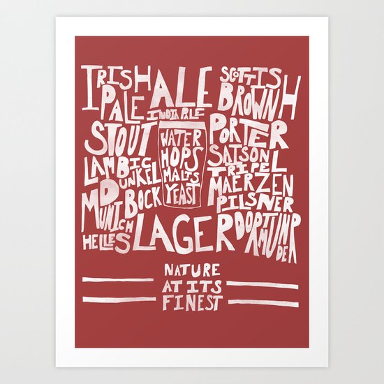 Beer : Red Art Print