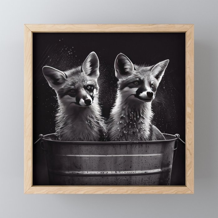 Bath Time for Foxes Framed Mini Art Print