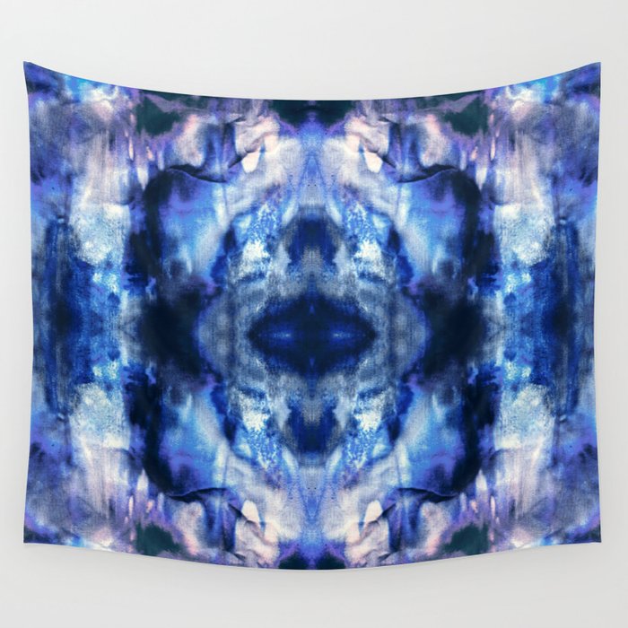 Blue tie dye tapestry on sale