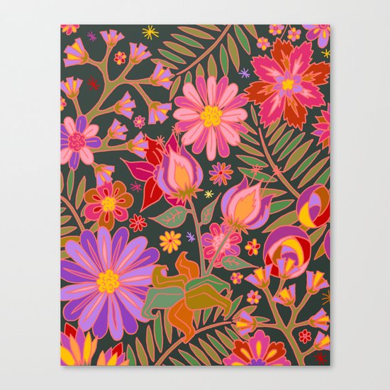Flowers on Green Canvas Print