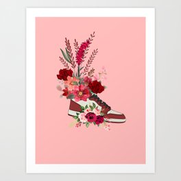 Red Sneaker Flower Bouquet Art Print