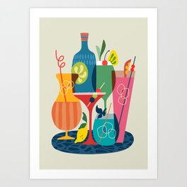 Mid Century Modern Cocktails Art Print