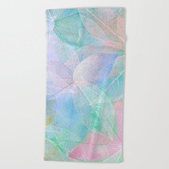 Pastel Colored Leaf Skeletons Beach Towel