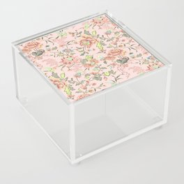 Peach Oriental Chinoiserie Flowers Acrylic Box