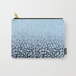 Black Blue Glitter Ombre Leopard Print Carry-All Pouch