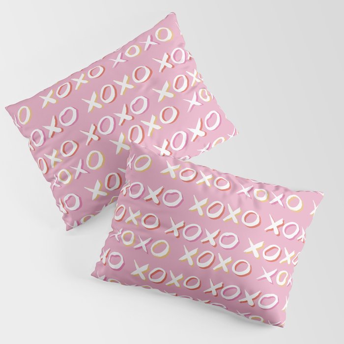 Pink XOXO Pattern Pillow Sham