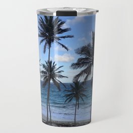 Barbados Beach with Tall Palm Trees Travel Mug