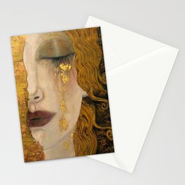 Golden Tears (Freya's Heartache) portrait painting by Gustav Klimt Stationery Card