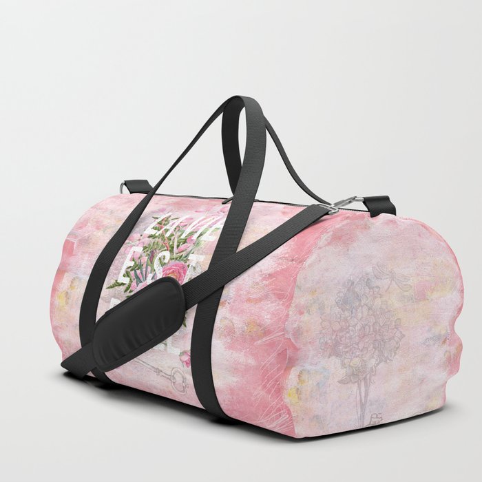 LAVIE EST BELLE - Watercolor -Pink Flowers Roses - Rose Flower Duffle Bag