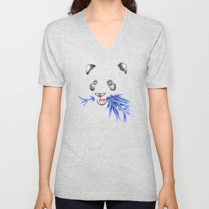 Panda Bear & Bamboo - Blue Bamboo V Neck T Shirt by Flippi Design ...