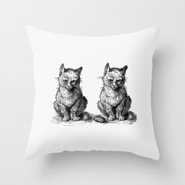 Vintage Victorian Cats Engraving Throw Pillow