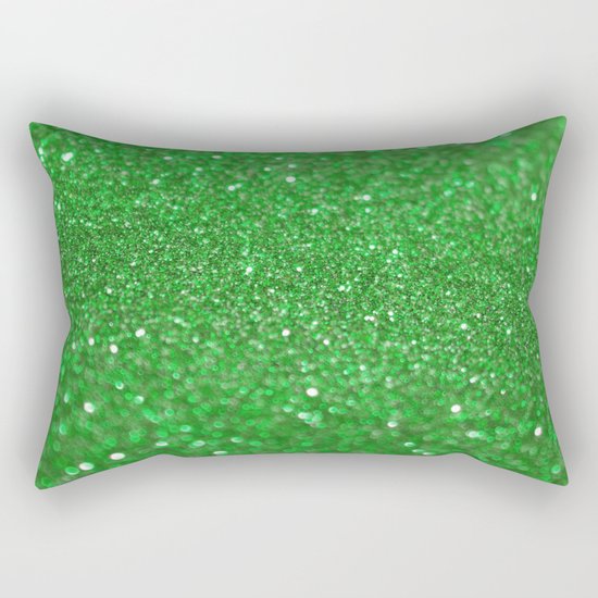 Bright Green Glitter Rectangular Pillow