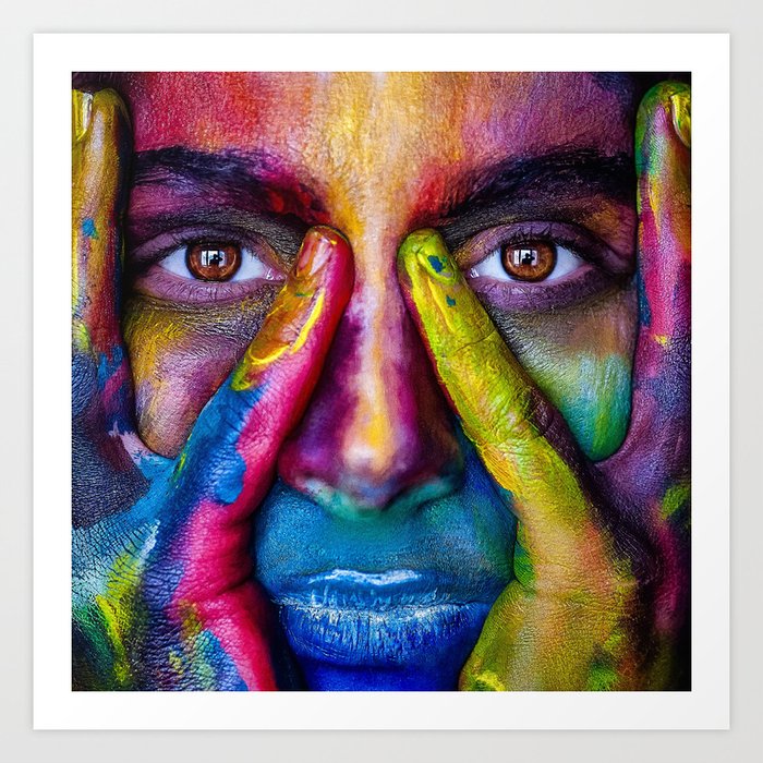 Colorful Face Paint Portrait Art Print By Limitlessdesign Society6