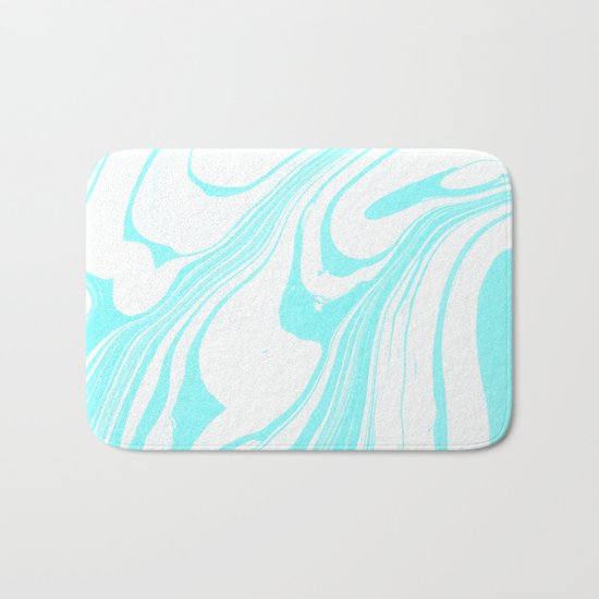 Blue Ink Swirl Marble Bath Mat