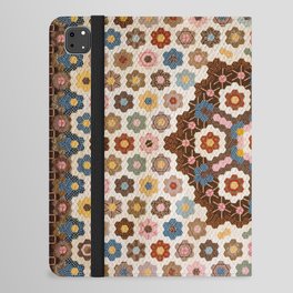 Antique Honeycomb Quilt Textile  iPad Folio Case