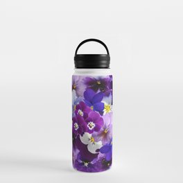 Purple and White Pansies Water Bottle