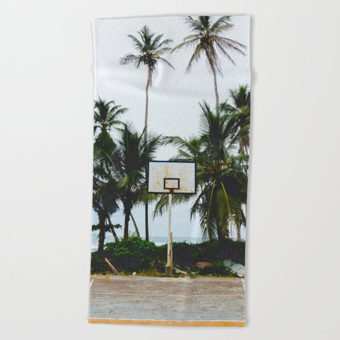 Basketball on Isla Bastimento, Bocas del Toro, Panama Beach Towel