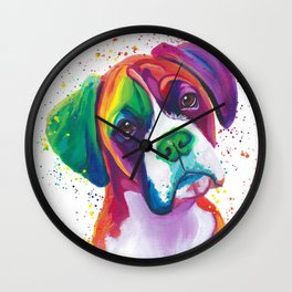 Rainbow Boxer Dog breeed Wall Clock