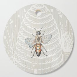 In the Bee Hive White on Wood Background Cutting Board