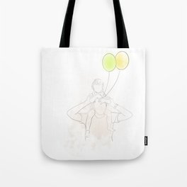 father and child line drawing portrait Tote Bag