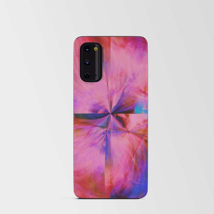 Pink and Blue Abstract Cross Splash Artwork Android Card Case