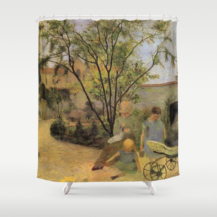 La famille du peintre au jardin, rue Carcel - "Figures in a Garden" - Paul Gauguin (1881) Shower Curtain