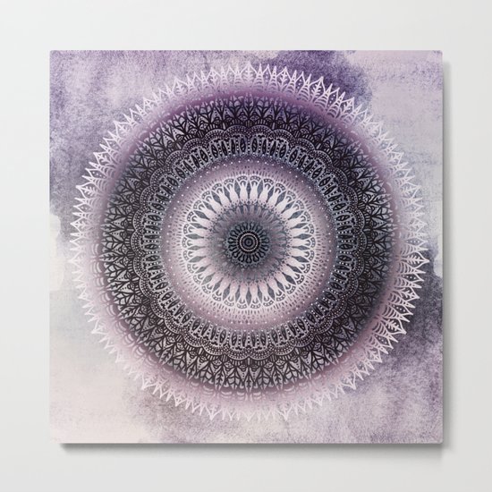 PURPLE WINTER LEAVES MANDALA Metal Print