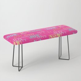 Enjoy The Colors - Colorful modern abstract typography pattern on Leni Pink color background  Bench