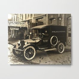 Vintage Police Car Metal Print | Oldcar, Michiganmemorabilia, Policeman, Oldpicture, Sepiaphoto, Vaudeville, Vintagepolicecar, Automobile, Bentonharbor, Publicdomain 