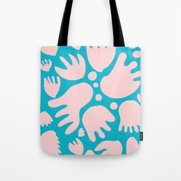 Pastel Pink and Blue Turquoise Abstract Flowers Inspired by Matisse Tote Bag