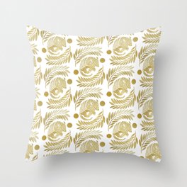 Sleepy Armadillo – Gold Metallic Silhouette Pattern Throw Pillow