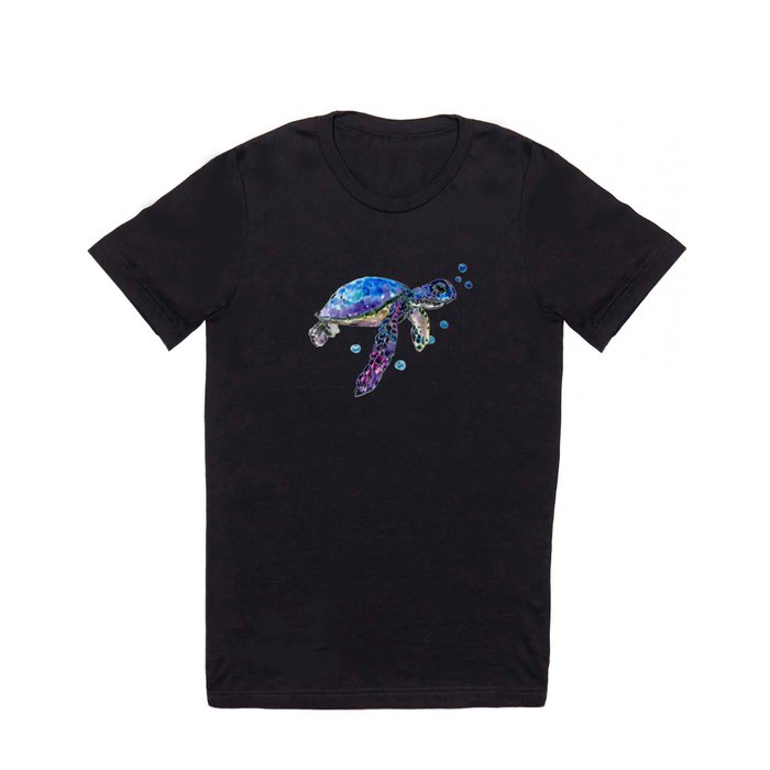 Sea Turtle, blue purple illustration children room cute turtle artwork T Shirt