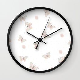 Watercolor Butterflies and Fairy Dust on White Wall Clock