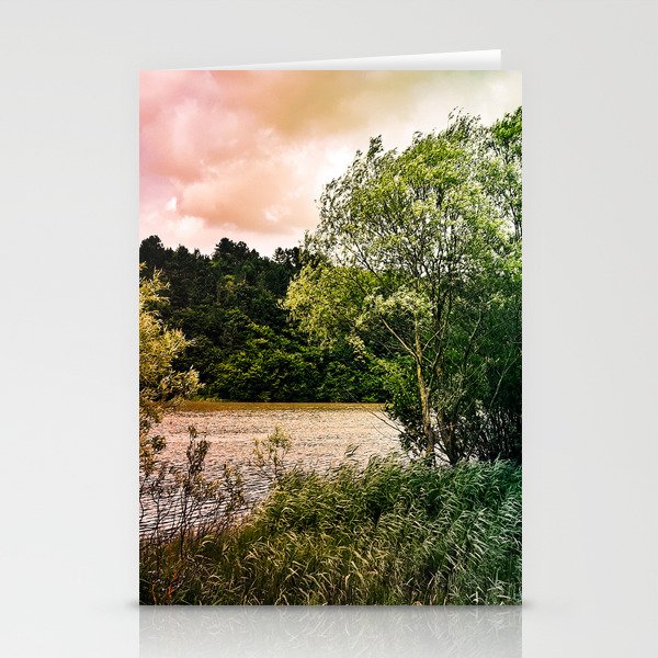Vintage summertime rainbow river landscape Stationery Cards