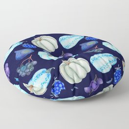 Dark Blue Vegetables Pattern Floor Pillow