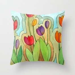 COLORFUL TULIPS Throw Pillow