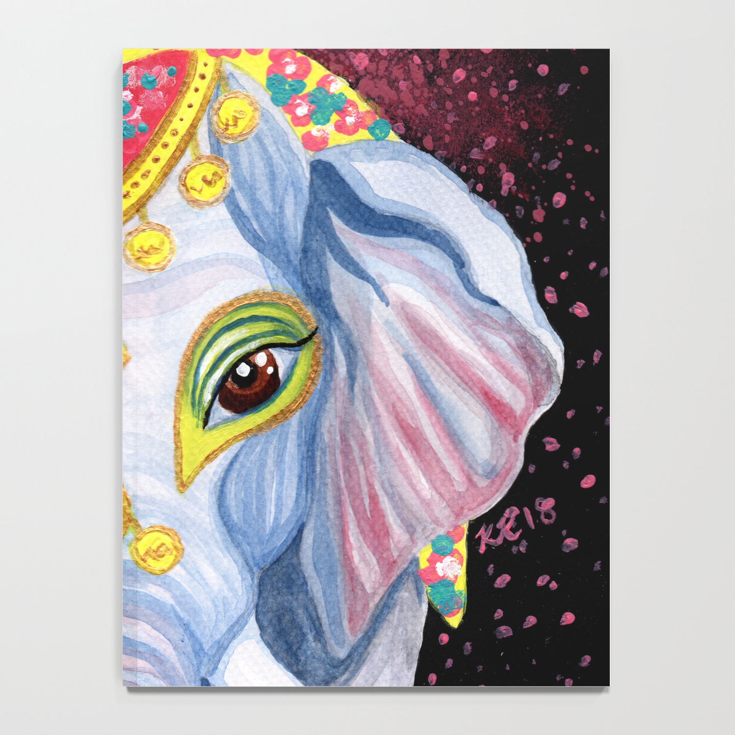 Indian Holi Elephant Watercolor And Acrylic Painting Notebook By