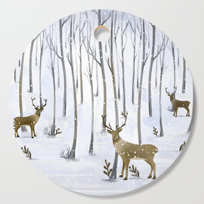 Winter Deer Cutting Board