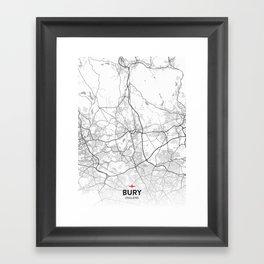 Bury, England, United Kingdom - Light City Map Framed Art Print