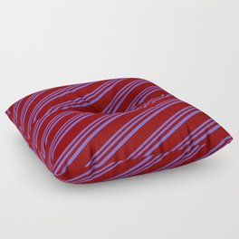 [ Thumbnail: Slate Blue and Maroon Colored Lines Pattern Floor Pillow ]