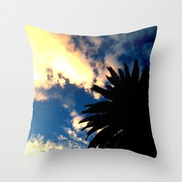 Palm Tree Silhouette - The Sun Behind The Clouds Throw Pillow