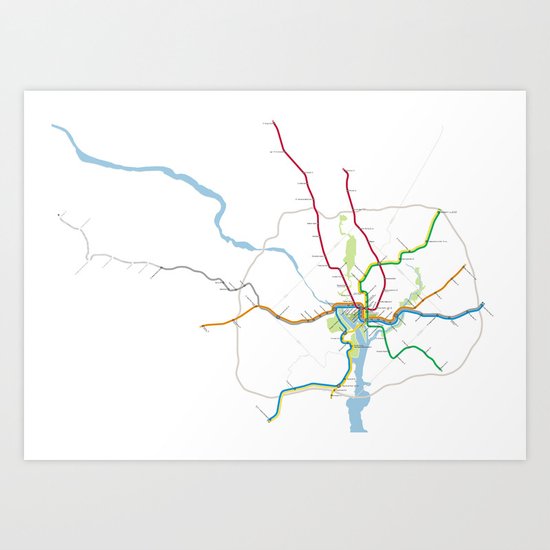 Washington Metro To Scale Art Print