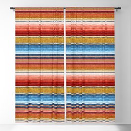 serape southwest stripe - red, blue, gold Blackout Curtain