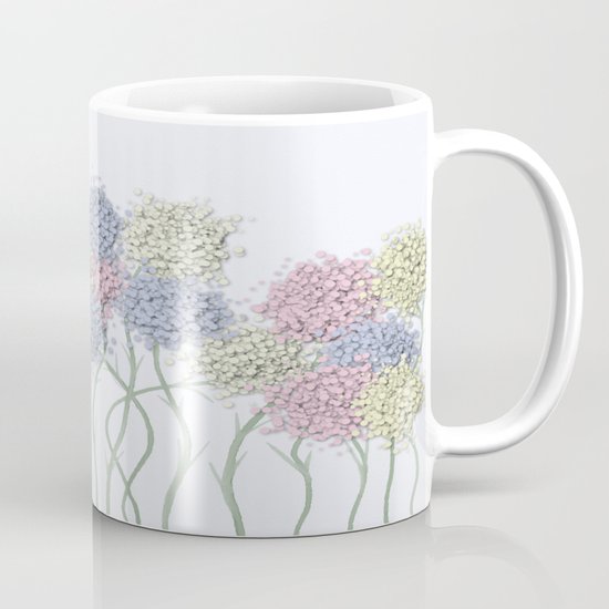 Pastel Cotton Ball Flower Scene Mug