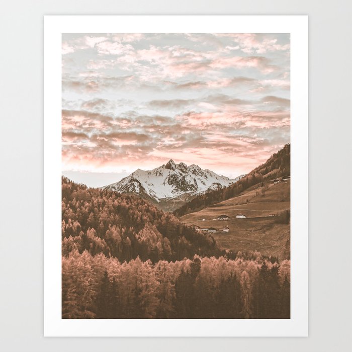 Pastel Mountain Sunset Art Print