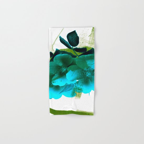 blue flowers and green abstract Hand & Bath Towel
