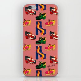 Seventies shoes- coral background iPhone Skin