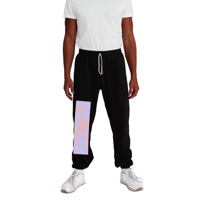 Periwinkle Blue And Blush Rose Pink Liquid Marble Abstract Pattern Sweatpants