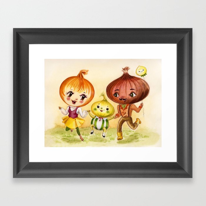 Kitschy Cute Onion Family Framed Art Print